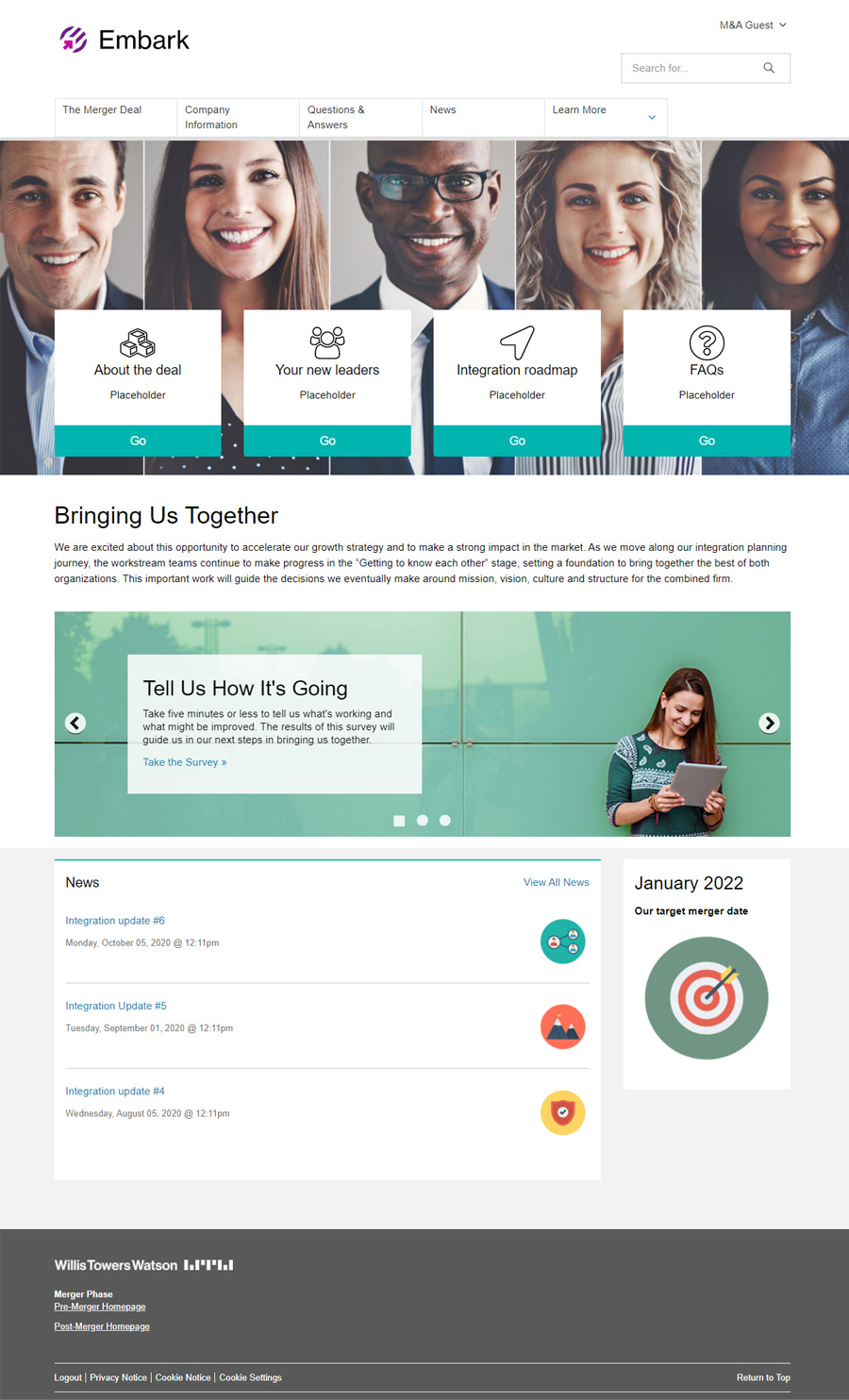 Snapshots of pre-merger communication provided through Embark